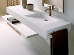 Plan vasque lavabo PMR, adaptée aux personnes à mobilité réduite, L. 80 à 200 cm x P. 46 à 80 cm, résine composite de haute qualité, Finition lisse blanc, Livraison Offerte.